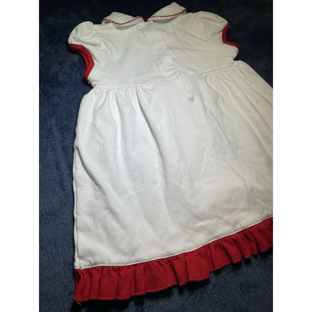 Magnolia Baby White USA Flag Red Accents White Collar Dress 24 Month Pima Cotton